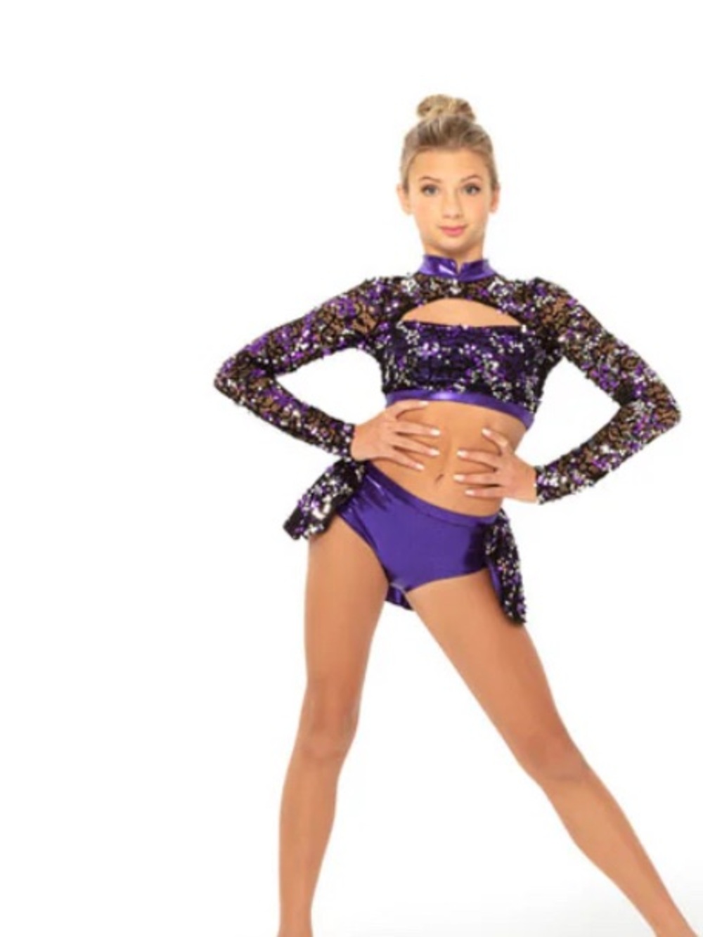 Purple Sequin Two-Piece Dance Costume - Women’s Petite Xs - Reverence